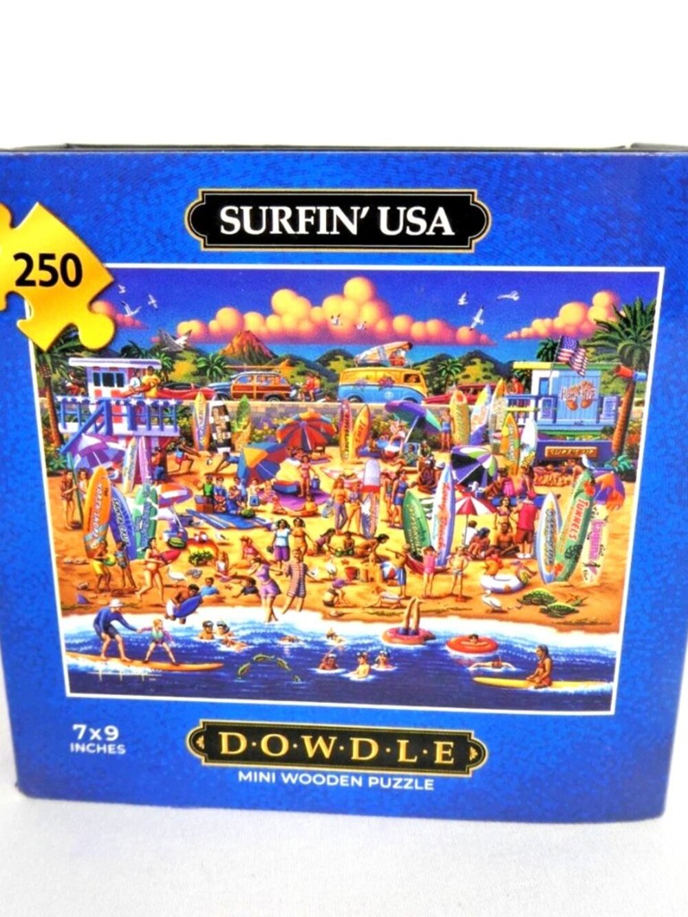 DOWDLE "Surfin' USA" 250 Piece Mini Wooden Jigsaw Puzzle 7 x 9 " Beach Theme NEW